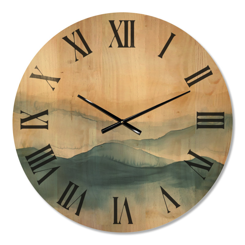 Horloge murale surdimensionnée Coastal Wave Rhythm I - Océan, imprimée sur bois, Médium