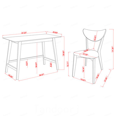 Ensemble de bureau d'écriture 2 pièces noyer