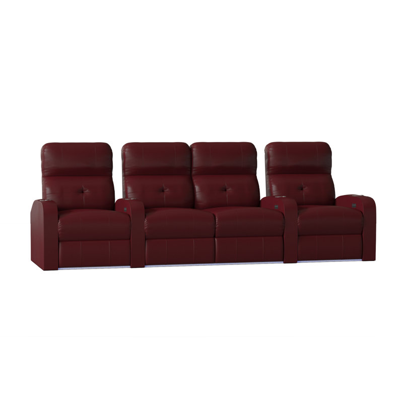 Rangée de sièges de cinéma maison capitonnée (rangée de 4), Électrique, Rouge luxueux