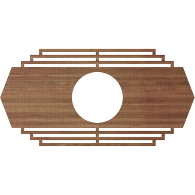 22"W x 11"H x 5 3/4"ID x 1/4"T Chrysler Wood Fretwork Pierced Ceiling Medallion, Birch