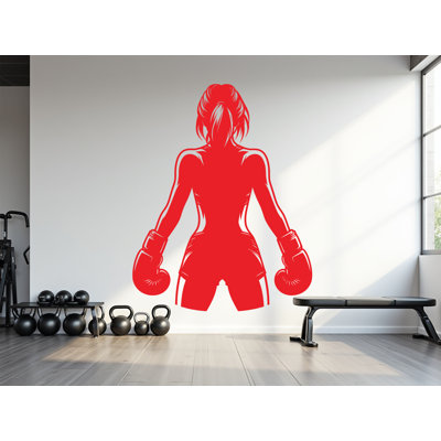 Autocollant mural de boxe fille gymnase Power Girl citation décor d'entraînement Art vinyle autocollants muraux de salle de bain