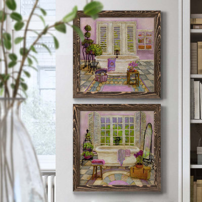 «Sunny Day Bath I», ensemble de 2 peintures sur toile encadrées