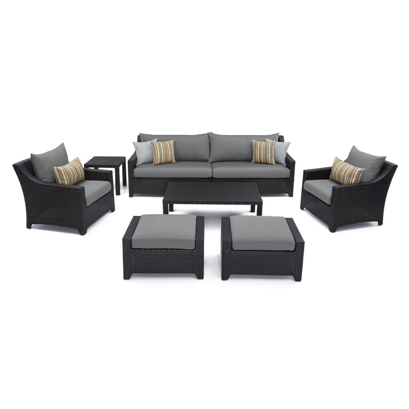 Fionnula 5-Person Patio Seating Set with Sunbrella Cushions, Charcoal Grey