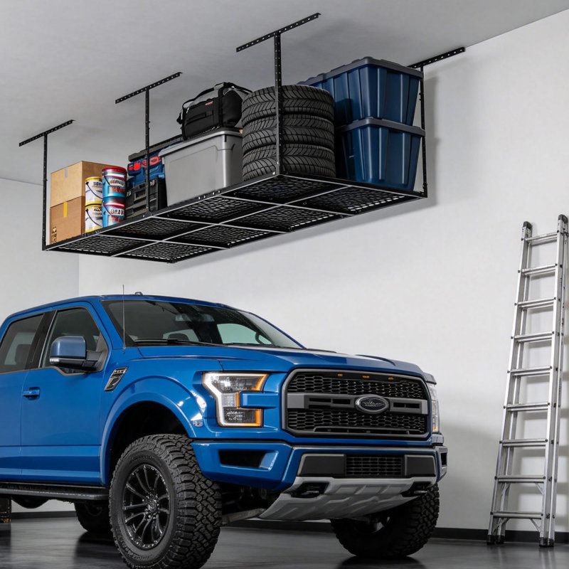 Overhead Garage Storage Rack,Heavy-Duty Garage Shelving System Creates Dry Storage,700LB Rated & Height Adjustable Ceiling Organizer