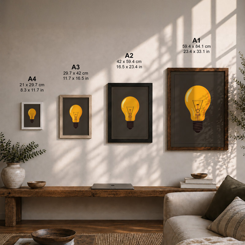 Bulb in Focus Modern - Framed Print, A4 - 29.7 x 21.0 cm, Unframed