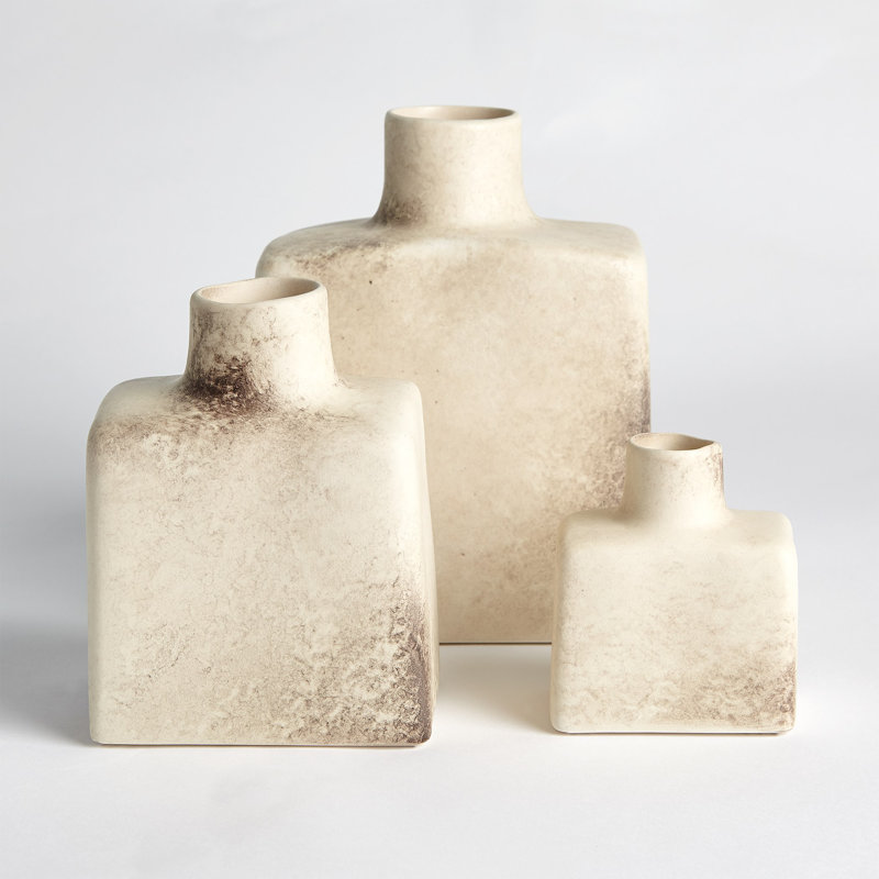 Short Stack Bottle-Reactive Ivory, 4" H x 3.5" W x 2.25" D