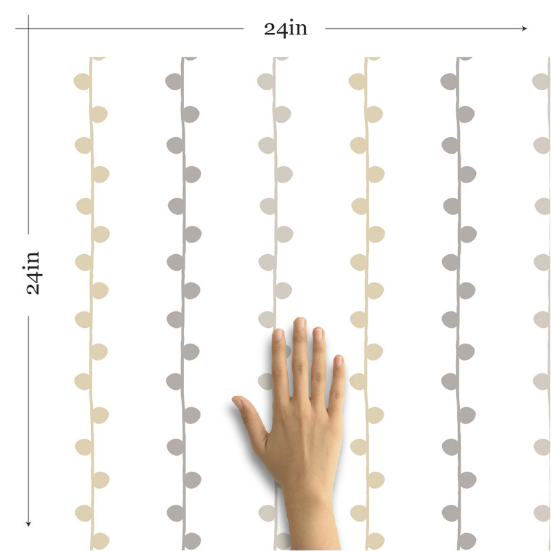 Panneau de papier peint à rayures et colle-bébé amovibles Yuvaan, L 102 po x l 24 po