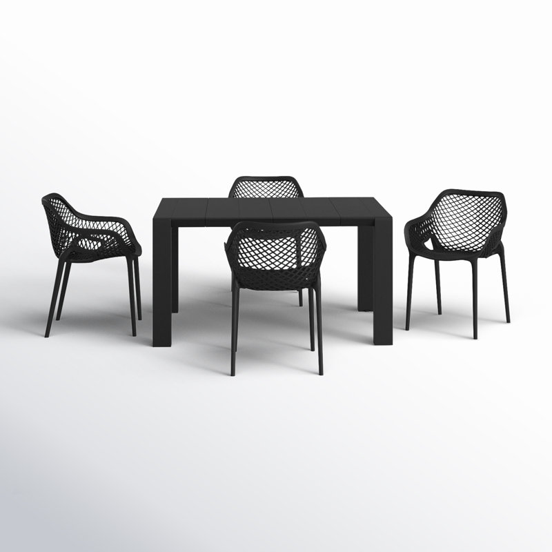 Ensemble de salle à manger pour 4 personnes 39 po Asherton Square, Noir, noir, noir, noir