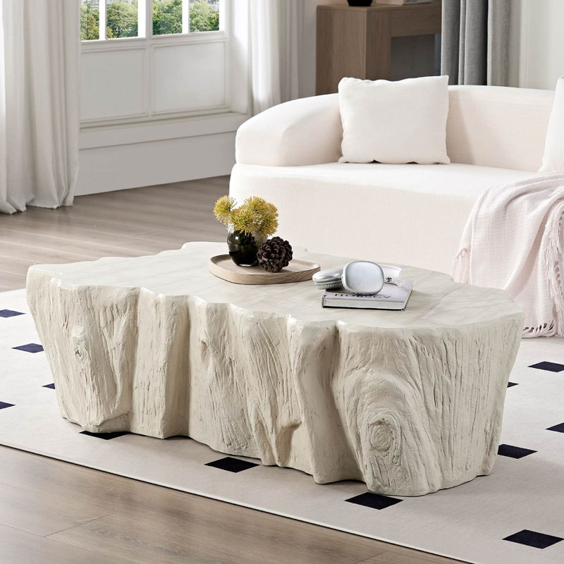 48.62" Unique Shaped Coffee Table, Beige
