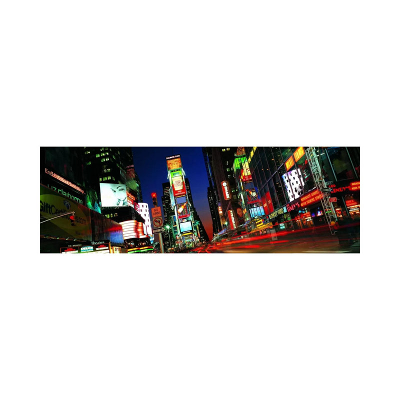 New York Panoramic Skyline Cityscape (Times Square - Night) - Wrapped Canvas Panoramic Print
