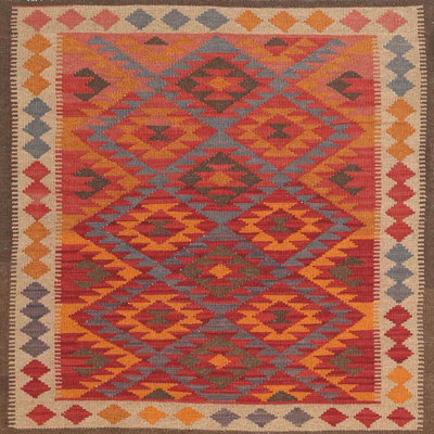 Tapis noir/orange/beige contemporain Gerhilde
