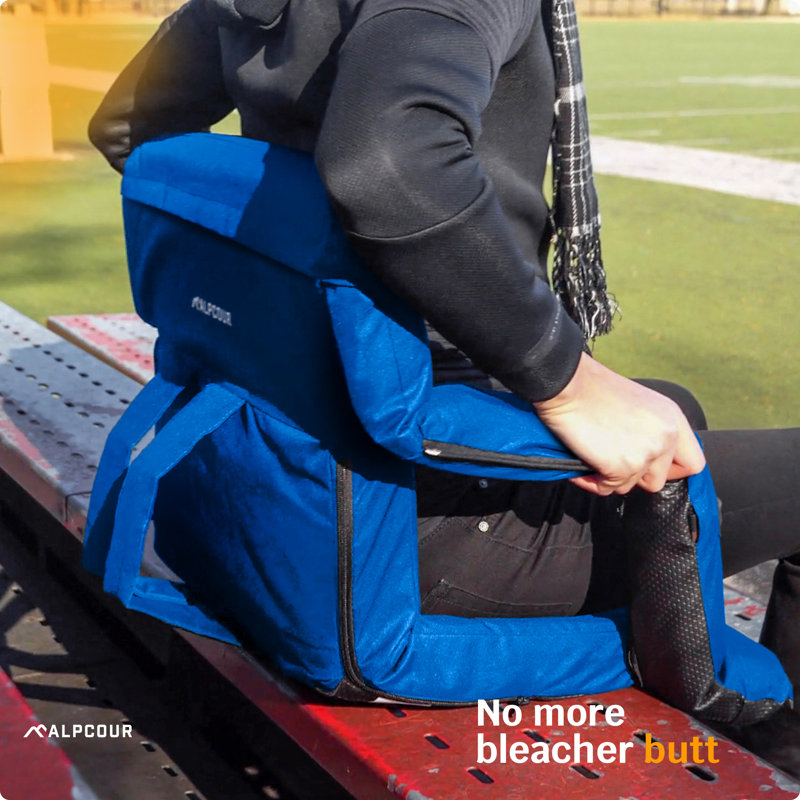 21" Royal Blue Heated Reclining Stadium Seat with Armrests