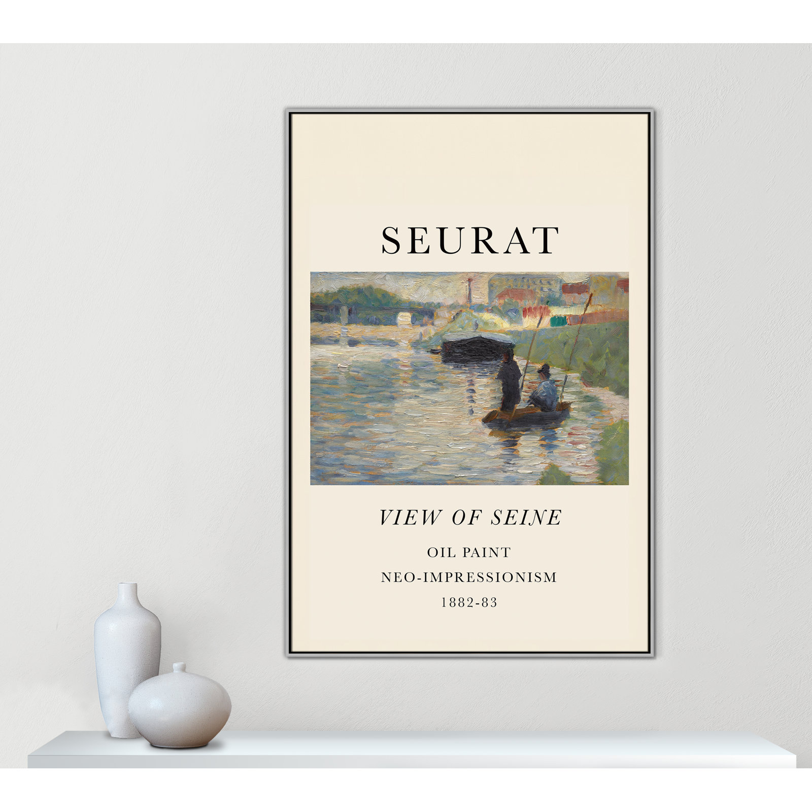 View Of Seine by Georges Seurat, No, 61.5" H x 41.5" W x 2" D, Silver Floater Frame
