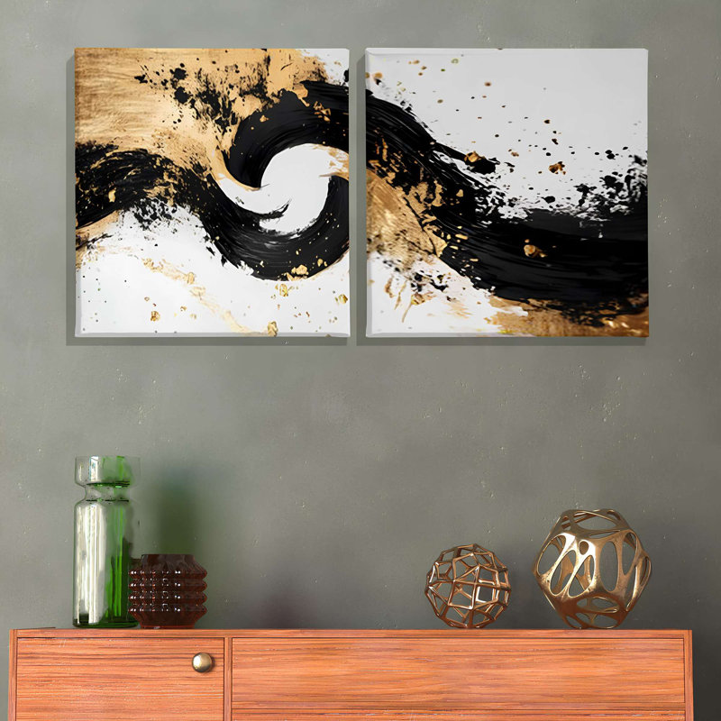 Stylish Decorative Canvas Paintings (2 Pieces), 12 x 12 Inches | 100% Canvas with 100% Wooden Frame | Perfect for Living Room, Bedroom, or Office Decor, Adds Elegance and Modern Touch to Any Space