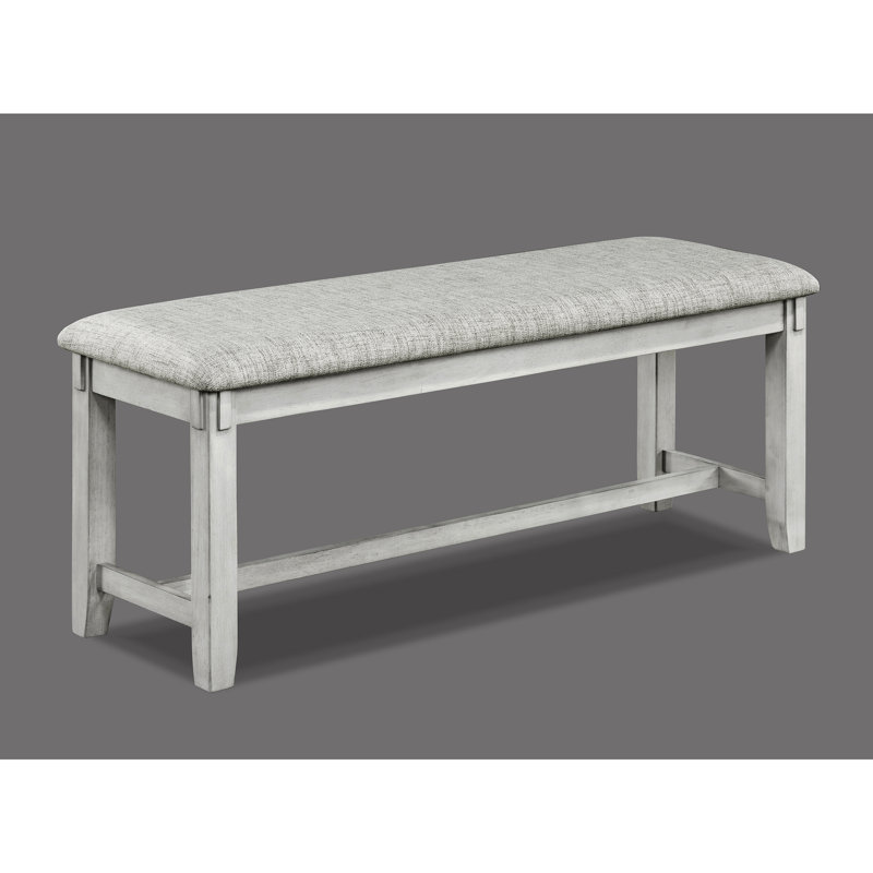 Banc en bois massif avec finition en bois flotté et revêtement en lin pour l'intérieur de la salle à manger en bois gris