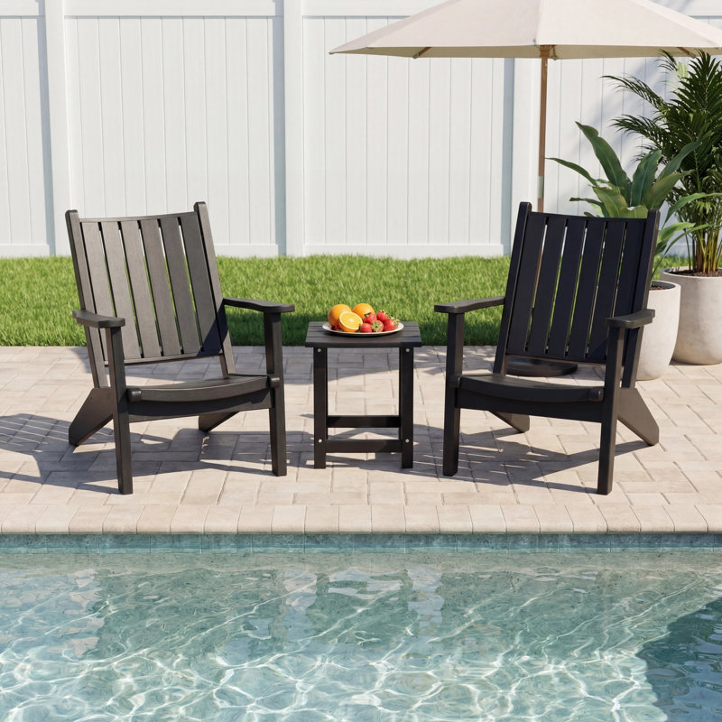 Ensemble bistro de patio 3 pièces - Chaises d'extérieur avec table d'appoint, en PEHD. Parfait pour un balcon, une véranda, un jardin ou une terrasse.