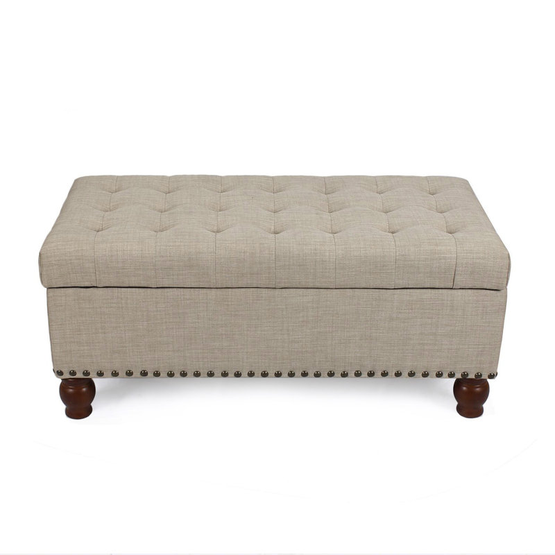 Bally 40" W Tufted Upholstered Storage Ottoman, Beige