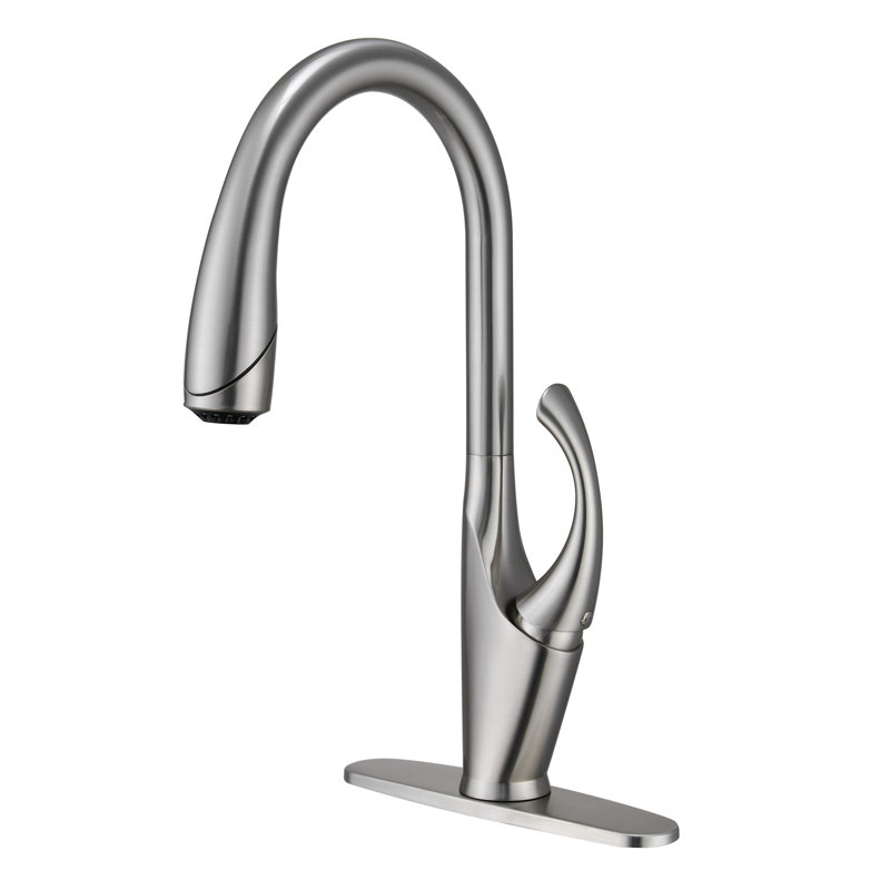 Robinet de cuisine rétractable à poignée simple, Argent