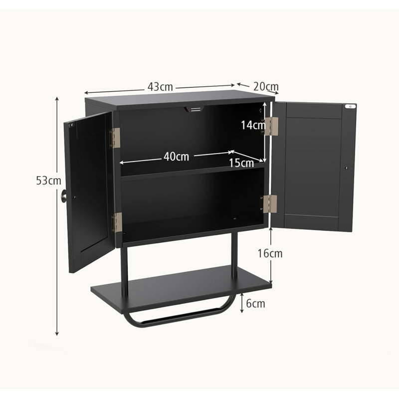 Bathroom Cabinet, Matte Black 