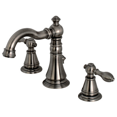 Kingston Brass English Classic Two-Handle 3-Hole Deck Mount Widespread Bathroom Faucet with Brass Pop-Up Drain