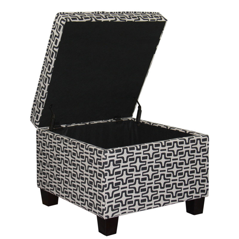 Imprimé géométrique brun de 18 po de hauteur, assise confortable, mélange de tissus, agencement de couleurs de rangement à hauteur de 17 po, structure en bois, longueur du siège du coussin de 25,12 po