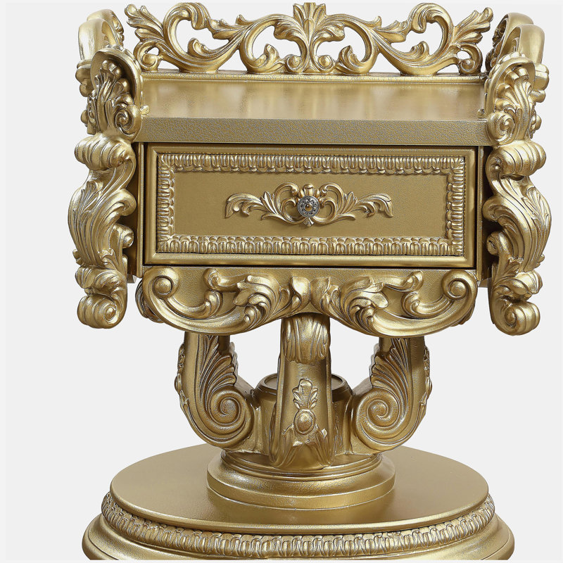 Bernadette Nightstand, Gold Finish