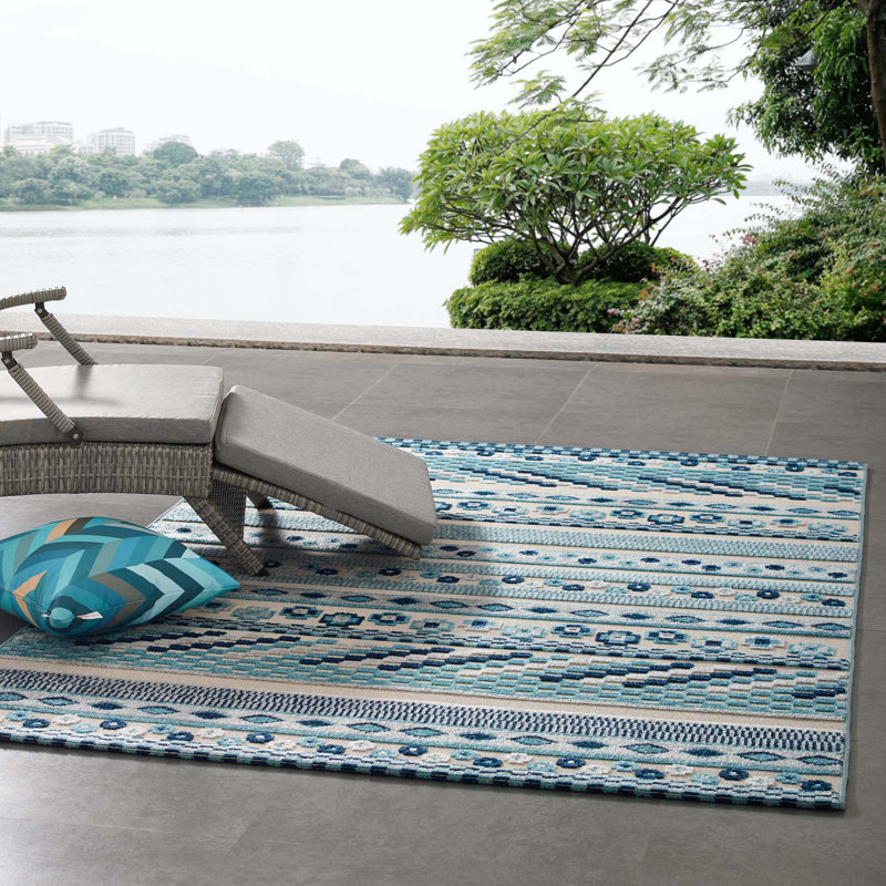 Tapis d'intérieur et d'extérieur à motif géométrique Reflect Cadhla par Modway, Rectangle 8 pi x 10 pi
