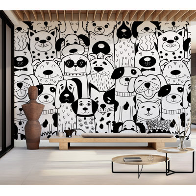 Premium Wallpaper Wall Mural - Cartoon Dogs Pattern