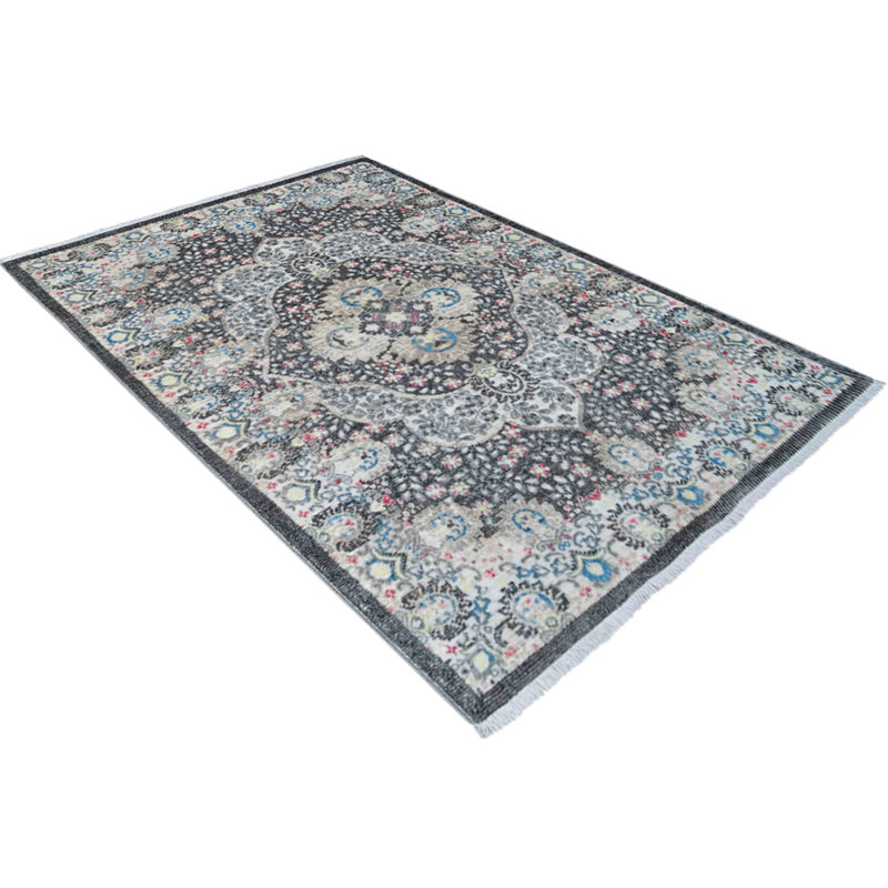 Beier MACHINE MADE POLYESTER AREA RUGS  - 2'x3'10'', Rectangle Shape, Beige Black Color, Classic Oriental Traditional  Design, Low Pile Machine Made Area Rugs