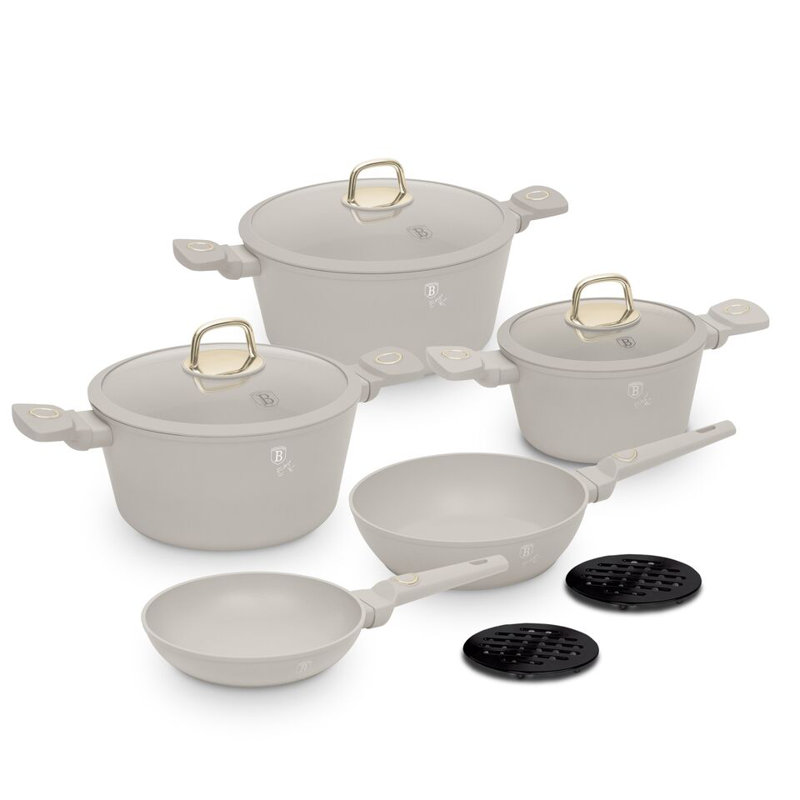 10 - Piece Non-Stick Aluminum Cookware Set, Taupe