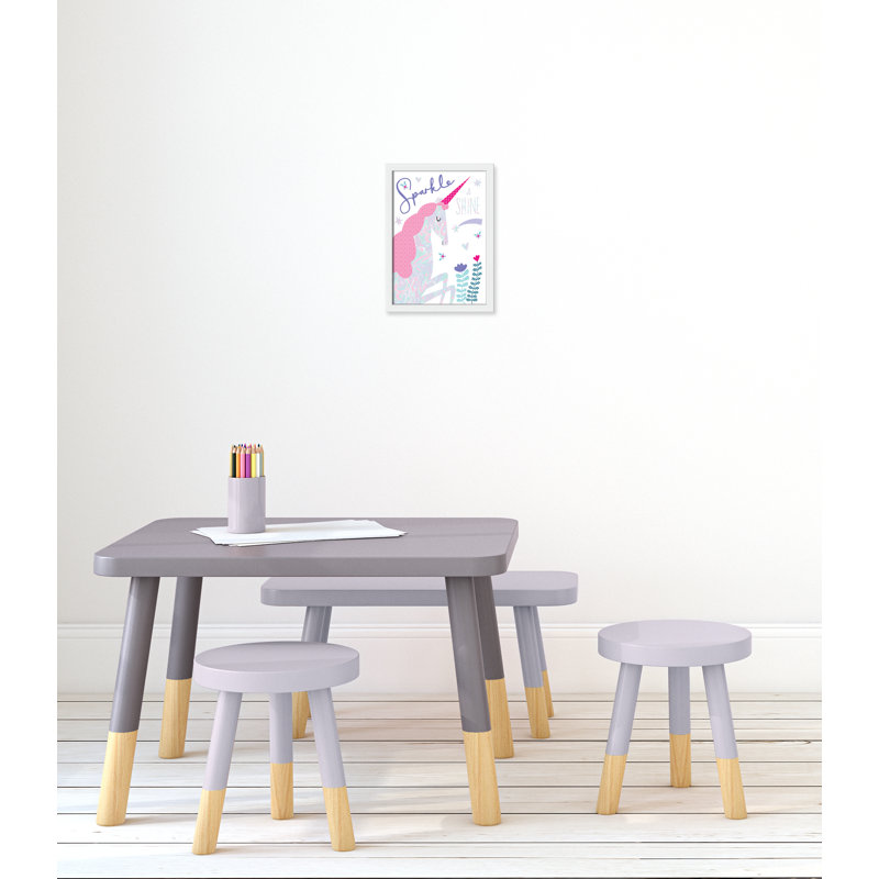 «Sparkle Unicorn», art encadré, H 14 po x l 10 po x P 0,63 po, Cadre blanc