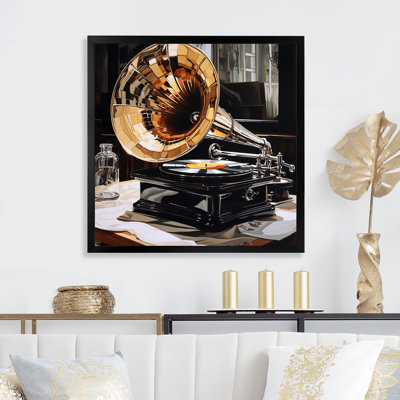 " Gold Black Phonograph Reflections "