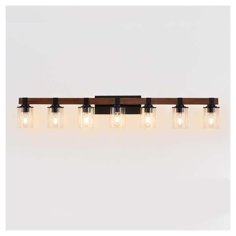 Applique murale rustique pour salle de bain 50 lumières à 7 lumières avec décorations en bois 50 po Rustic