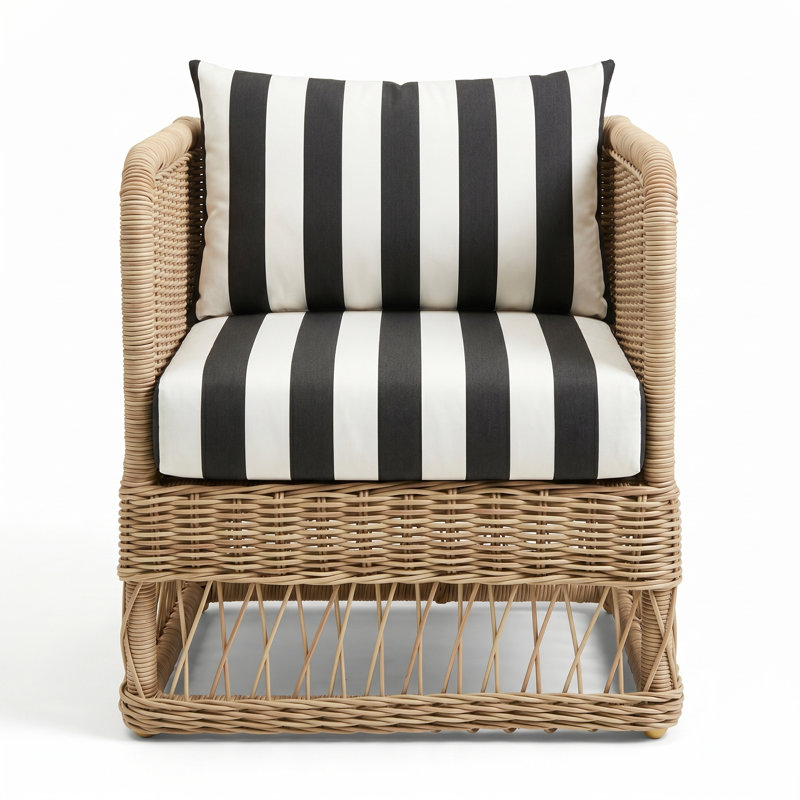 Destin Natural Outdoor Patio Club Chairs - Canvas Cabana, Brown, Canvas Cabana
