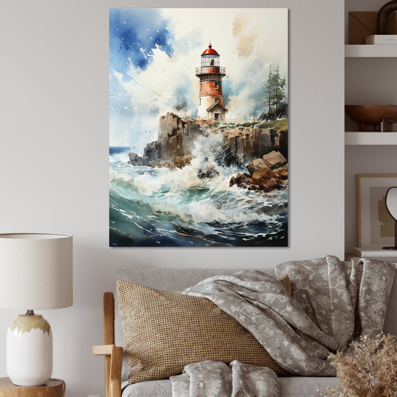 Phare rétro de Kunaal, lumière de guidage IV sur toile, H 32 po x l 24 po x P 1 po, Toile tendue