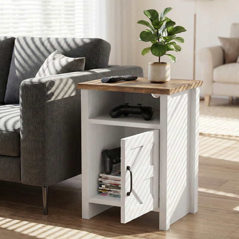 Table de chevet Haslingden, Blanc / brun, Individuel