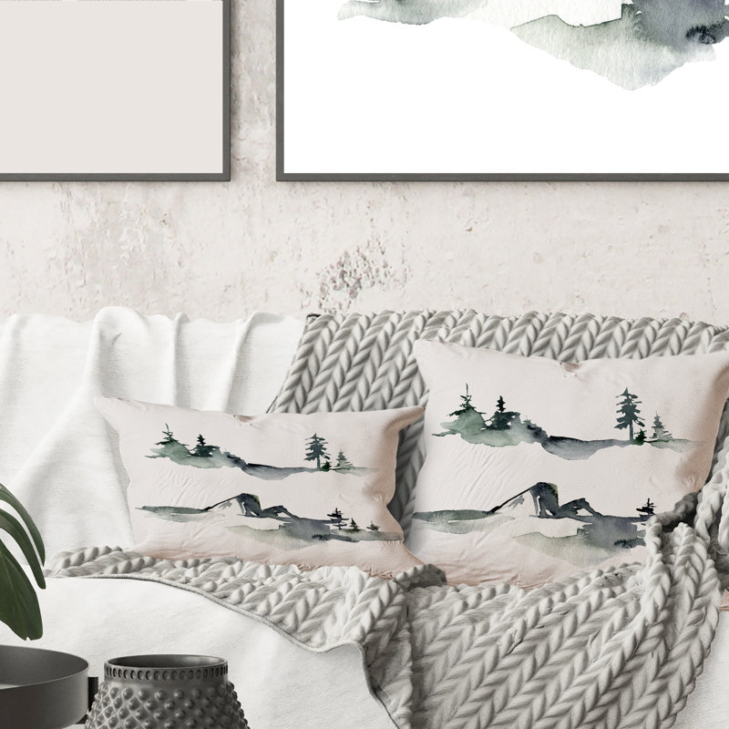 Housse de coussin et insert carré Mountain Landscape with Trees I, 18" x 18"