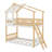 Twin Over Twin Bunk Bed Wood Bed With Roof, Window, Ladder