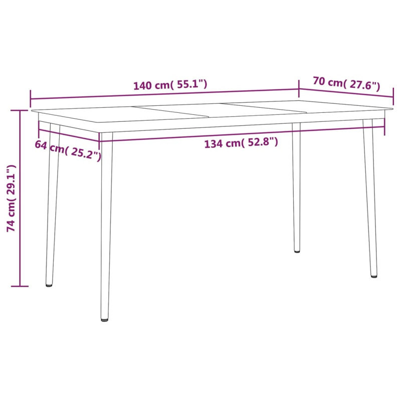 Ensemble repas pour 4 personnes Cinzia, Noir, Table de 55,1 po de longueur, 6