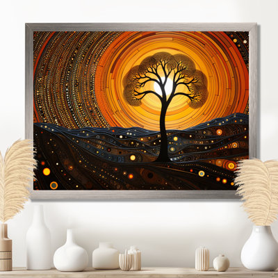 Arbre d'acacia africain dans le désert II - Art africain encadré