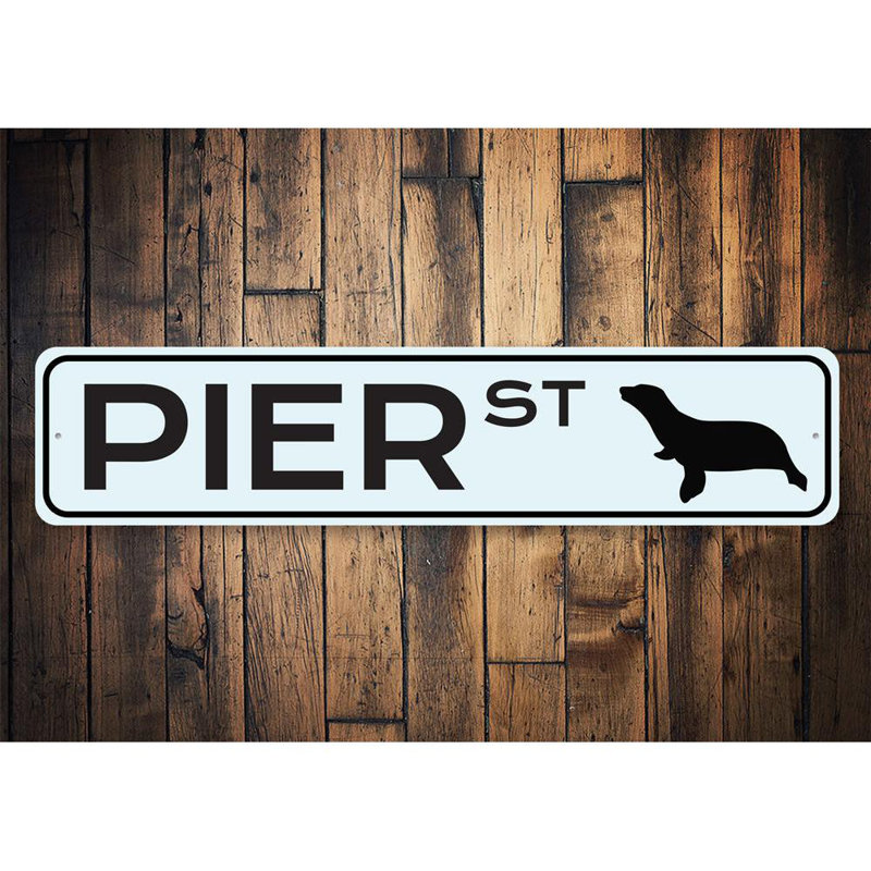 Enseigne en aluminium Pier Street, H 4 po x l 18 po x P 0,04 po