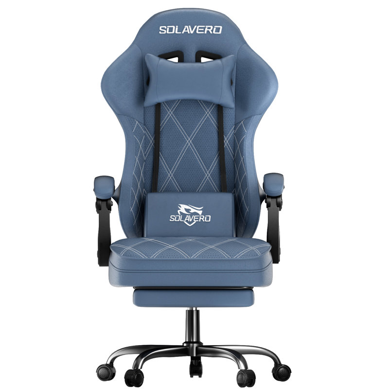 Brayden Studio Game Chair with Footrest, Video Game Chair, Gaming Computer Chair, Ergonomic Height Adjustable Game Chair for Adults with with 360°-Swivel Seat and Headrest, Swivel Breathable Felt Fabric Office Chair