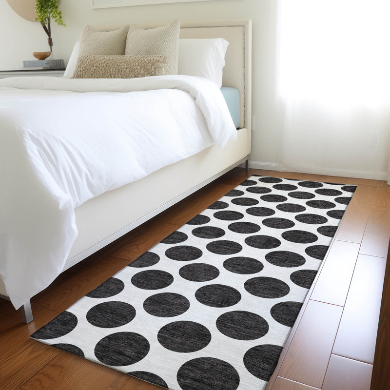 Premium Machine Washable Prisco Black Rug, Runner 2'3" x 7'6"
