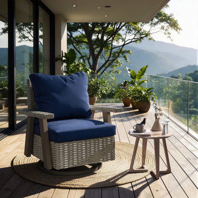 Chaise de patio pivotante à 360 ° en résine tressée tissée à la main toutes saisons avec coussin en oléfine à haute résilience - idéale pour les espaces extérieurs
