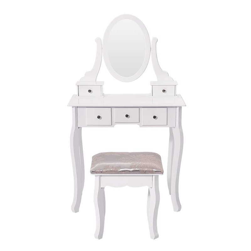 Bomford Dressing Table with Mirror, White