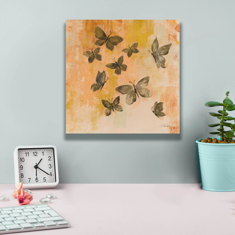  «Butterfly Silhouettes 2» par Silvia Vassileva, art mural sur toile, 12 po x 12 po, H 12 po x l 12 po