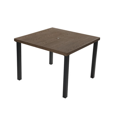 Square Metal Outdoor Dining Table With Umbrella Hole , 94.6cm W 94.6cm D