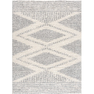 Gala Southwestern Shaggy Plush Grey/Beige/Cream Area Rug