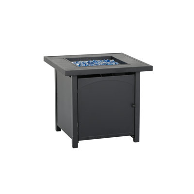 Pottershill Square Steel Propane Fire Pit Table with Lid