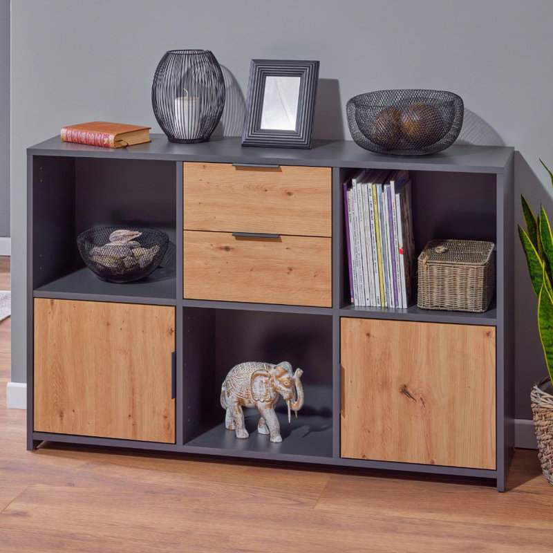 Bookshelf Aksil, Grey/Natural